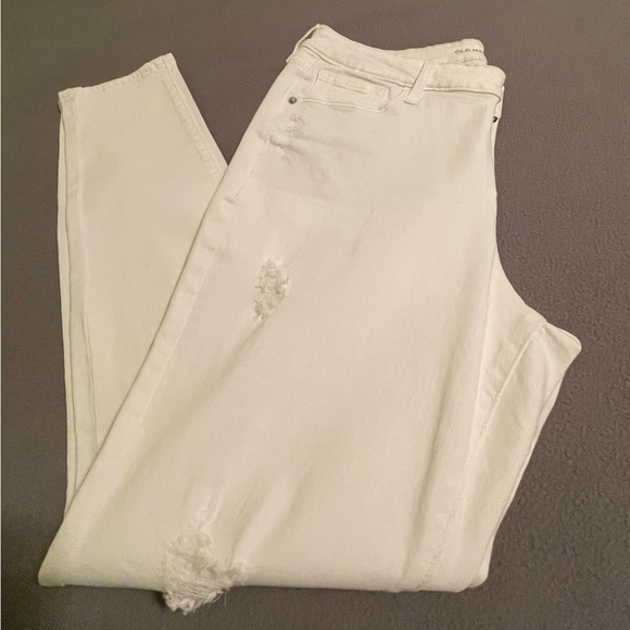 Old Navy Rockstar Mid-Rise White Distressed Skinny Jeans Size 12 - Picture 8 of 12